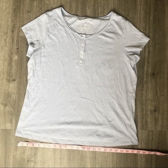 F&F Light Blue Quarter Button-Up Pajama Top L - Picture 5 of 8